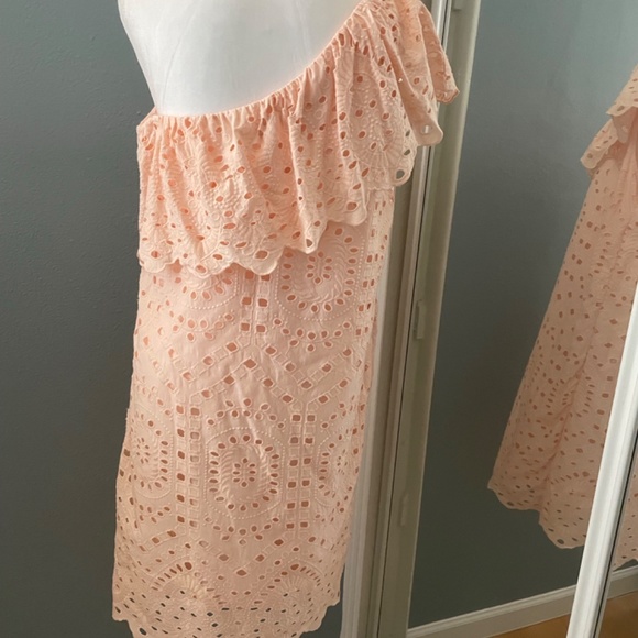 One Shoulder Ruffled Eyelet Dress - Picture 3 of 3